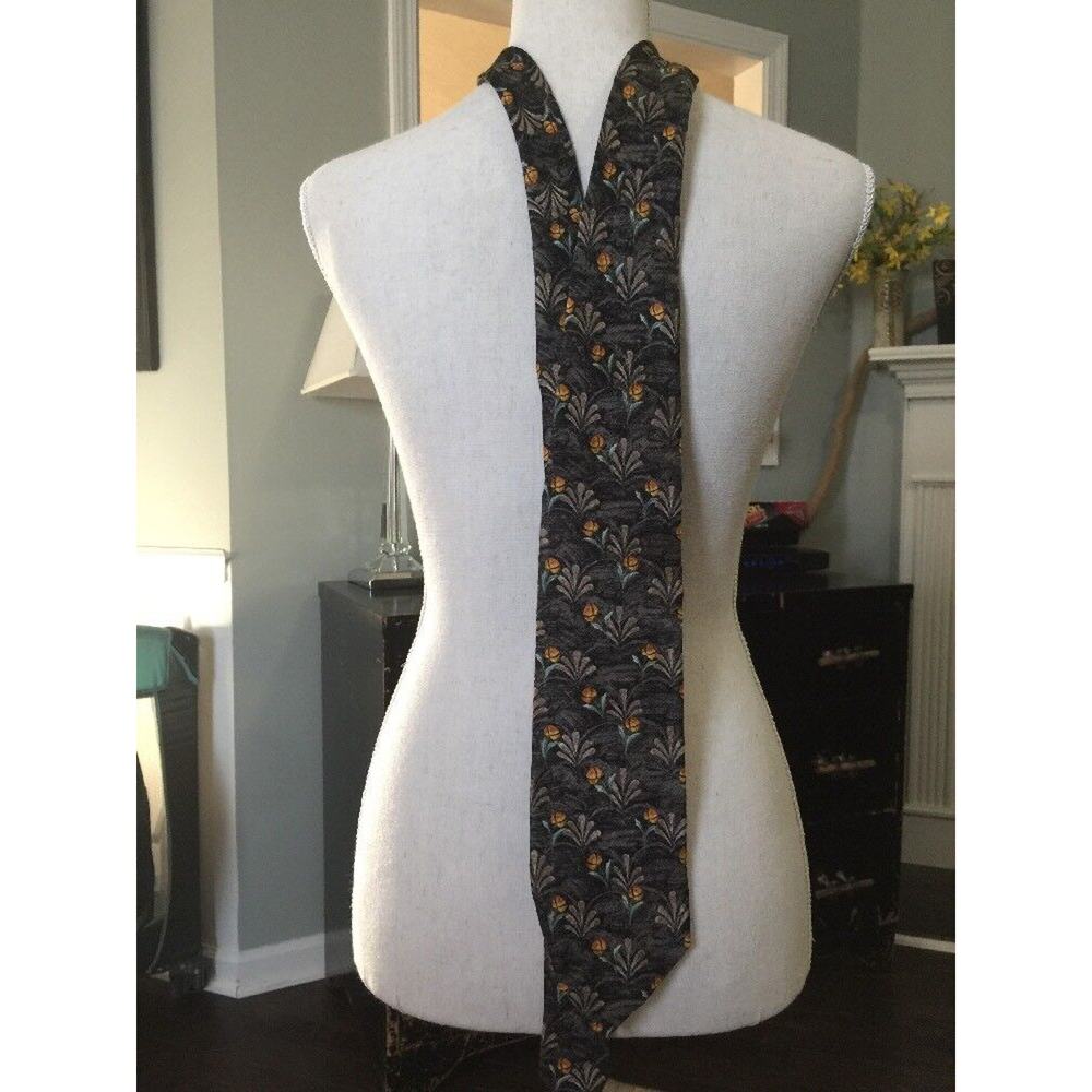 Mens Villa Bolgheri Tie Made In Italy Silk Gray Floral Great Preowned Condition
